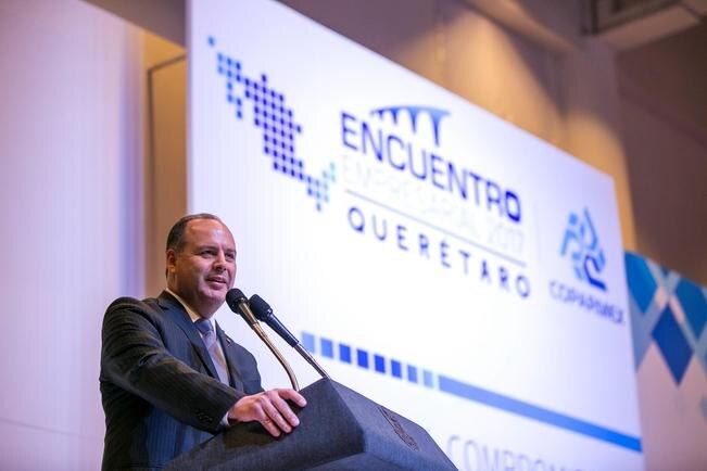 Gustavo de Hoyos, presidente nacional de la Confederación de la República Mexicana durante su participación en el Encuentro Empresarial 2017. (ESPECIAL)