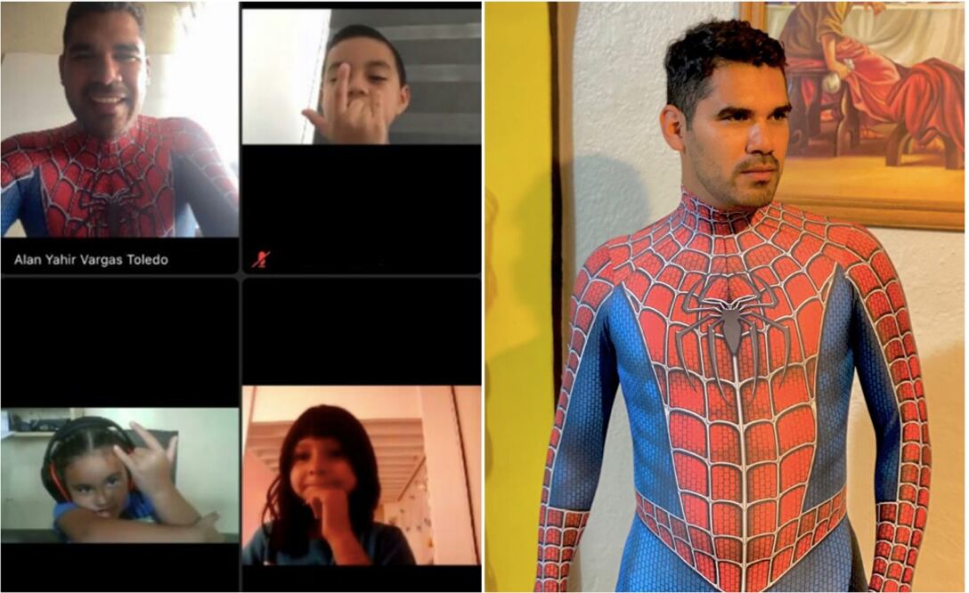 Profesor da clases a distancia vestido del “Hombre Araña” y se vuelve viral