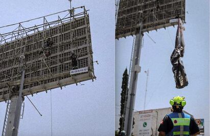 Retiran lonas dañadas por fuertes vientos