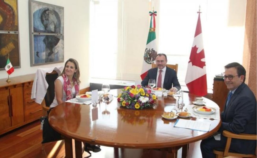 Reunión de los secretarios Videgaray y Guajardo con Chrystia Freeland