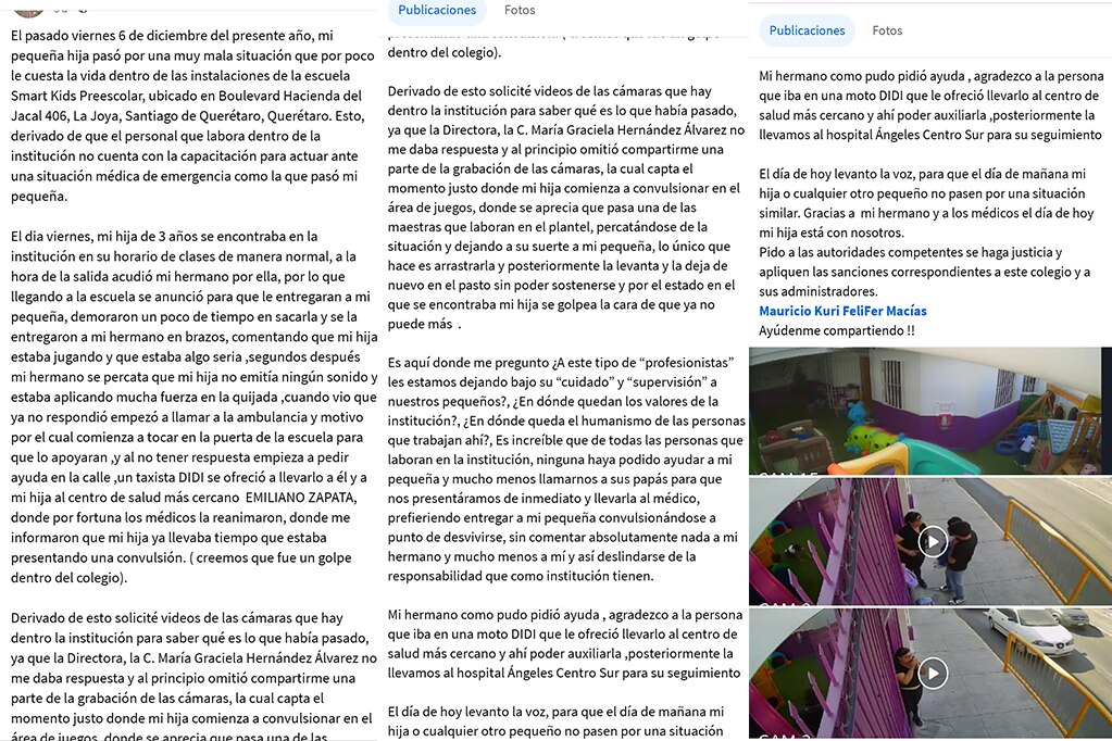 La madre de la menor pide a las autoridades competentes que investiguen el caso y se apliquen sanciones al preescolar. Foto: Captura de pantalla