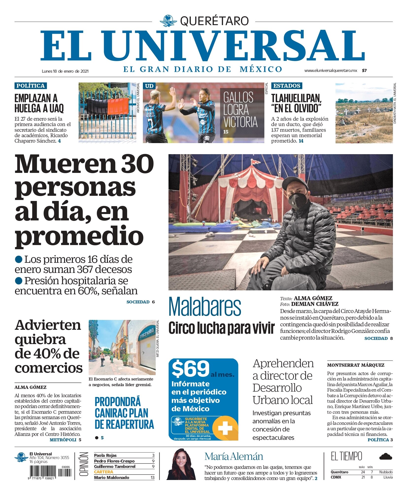 Portada 18 de enero de 2021