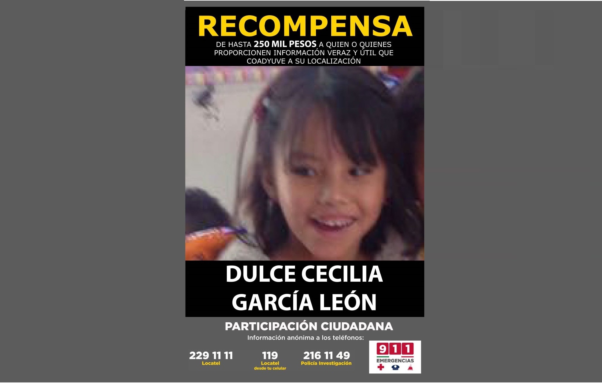 Apoyo total para buscar a Dulce