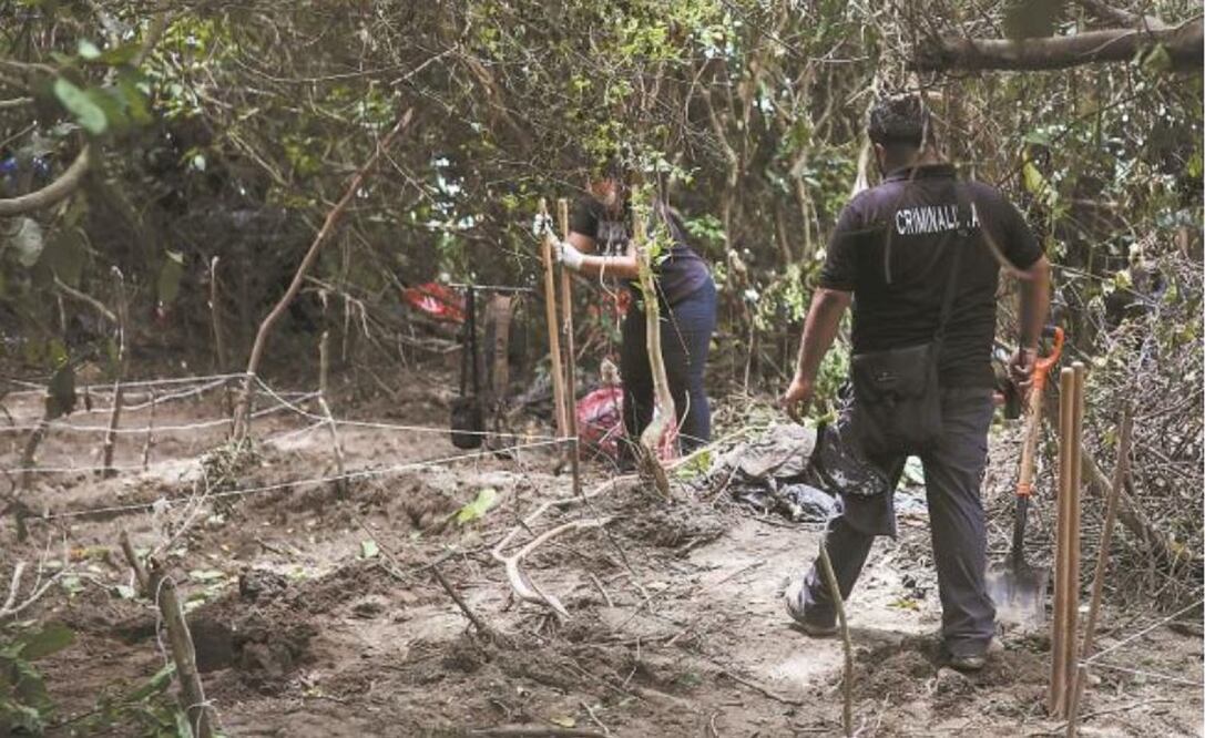 Peritos de la Fiscalía General de Veracruz realizan excavaciones en la comunidad de Arbolillo, municipio de Alvarado, Veracruz, donde se halló una fosa clandestina con 174 cráneos (FÉLIX MÁRQUEZ)