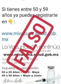 Falsa, la vacunación contra el Covid-19 para adultos de 50 a 59 años