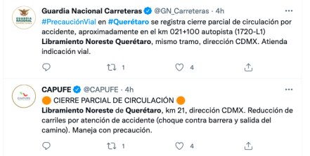 "Vialidad libre", reporta la Guardia Nacional, tras accidente en el Libramiento Noreste Querétaro