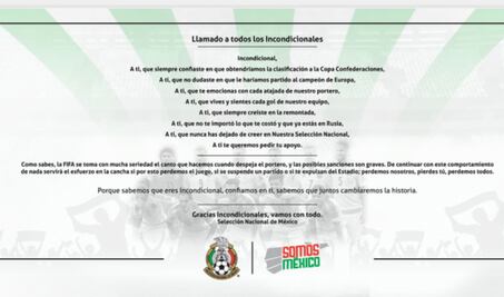 Tri pide a afición incondicional no gritar ¡ehhhh....!