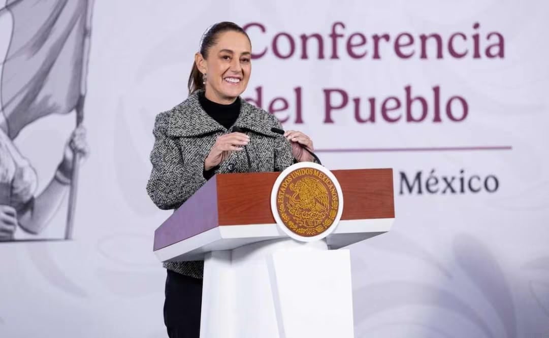 La presidenta Claudia Sheinbaum durante la mañanera del 18 de diciembre del 2025. Foto: Hugo Salvador/ EL UNIVERSAL