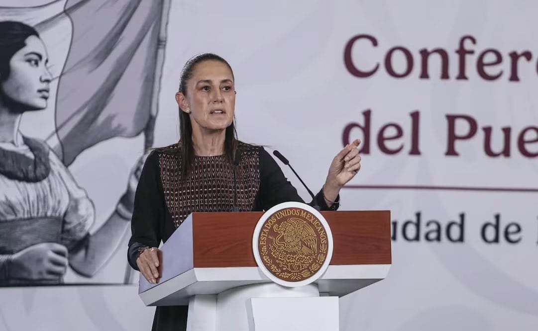 Presidenta Claudia Sheinbaum durante su conferencia de prensa desde Palacio Nacional este 18 de agosto del 2026. Foto: Gabriel Pano / EL UNIVERSAL