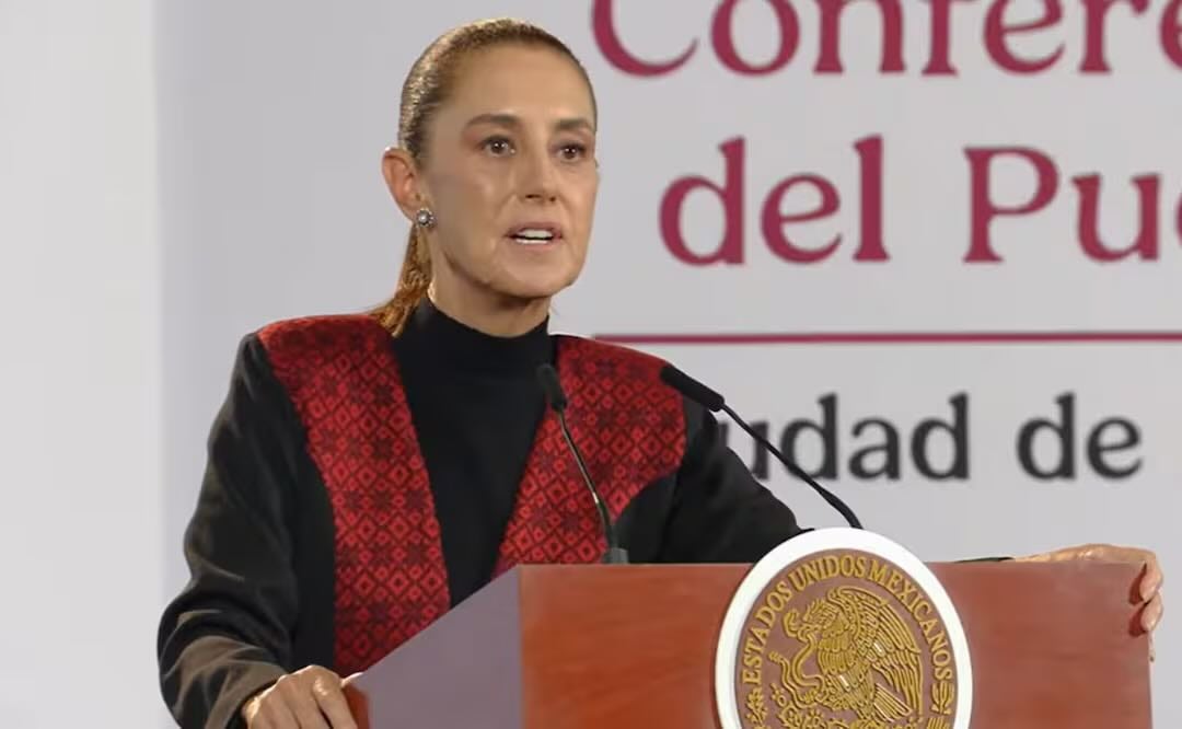 Presidenta Claudia Sheinbaum durante su conferencia de prensa este viernes 9 de octubre del 2026 desde Palacio Nacional. Foto: Captura de pantalla