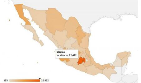 Cinco estados, con mayor número de homicidios dolosos