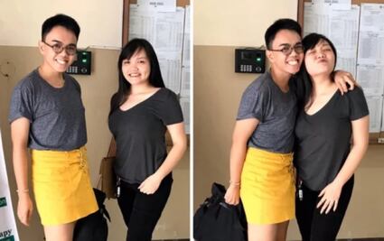 Se viste con la falda de su hermana para que ella pueda hacer examen de Universidad