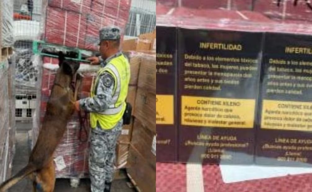 Aseguran en el AIFA cargamento con 84 mil cigarrillos ilegales que provenían de Bélgica (04/07/2026). Foto: Especial