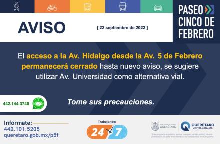 ¡Aguas! Ya está cerrado el cruce de Zaragoza y Avenida 5 de Febrero 