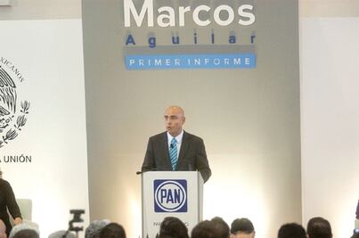 Aguilar gasta en informe $595 mil 