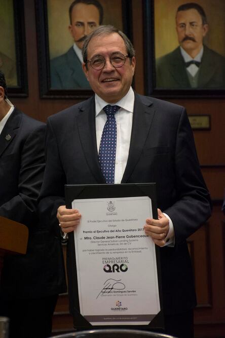 El director general de Safran Landing Systems Services America SA de CV, Jean-Pierre Gobenceaux, recibió el premio al Ejecutivo del año. (MARIO VALDÉS. EL UNIVERSAL)