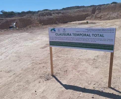 Clausuran banco de tepetate en el municipio de Pedro Escobedo