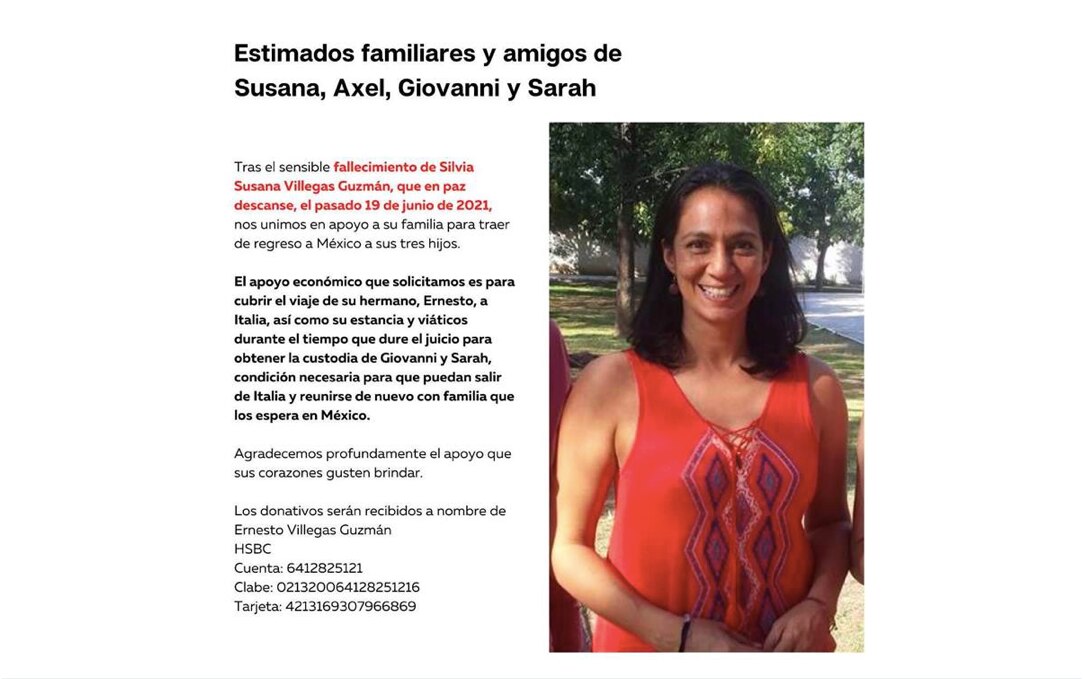 Piden apoyo para trasladar cuerpo de mujer mexicana, víctima de feminicidio en Italia