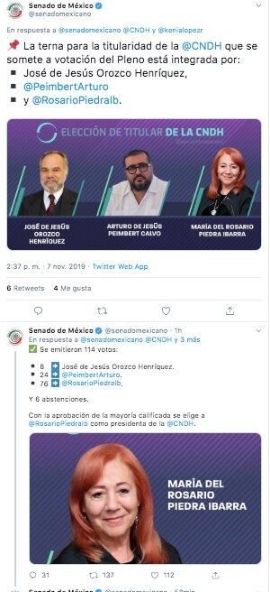 Senado elige a Rosario Piedra como nueva titular de la CNDH