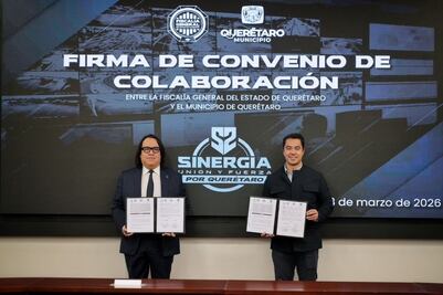 Gobierno capitalino y Fiscalía firman convenio para fortalecer la seguridad en Querétaro