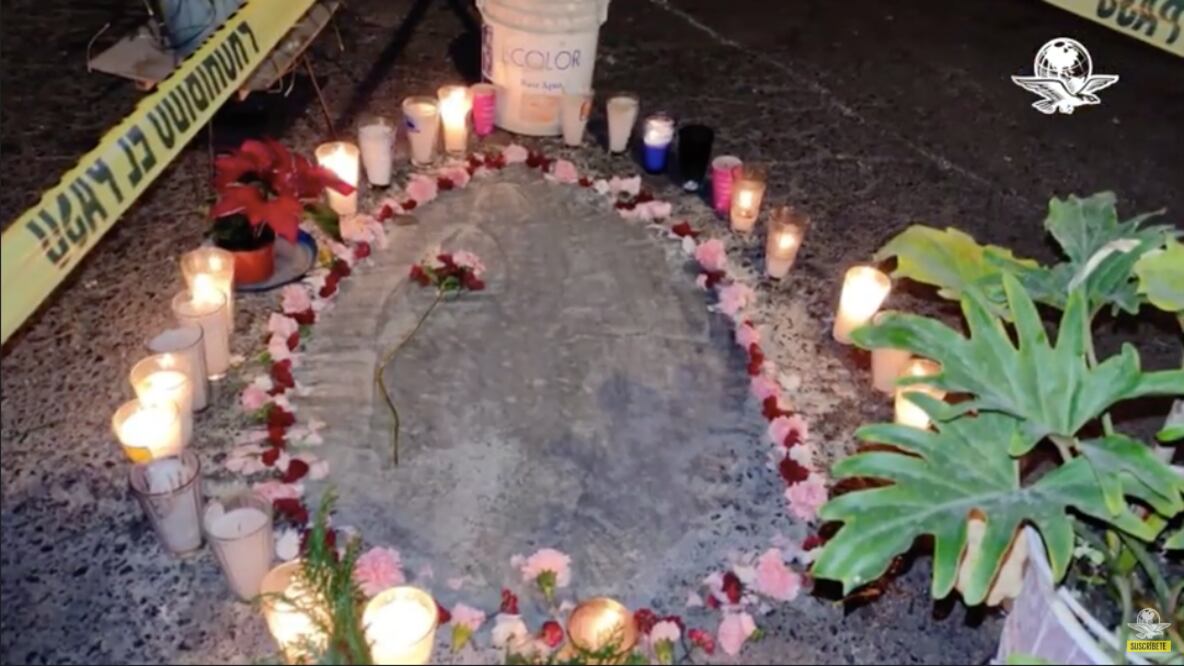 Celebran figura de la Virgen de Guadalupe que se formó en un bache en Neza