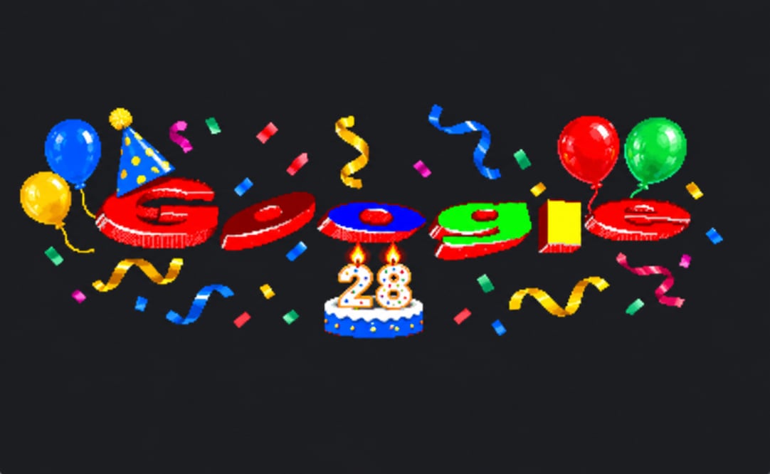 Google cumple 28 años con un doodle retro. Foto: Creada con IA y google