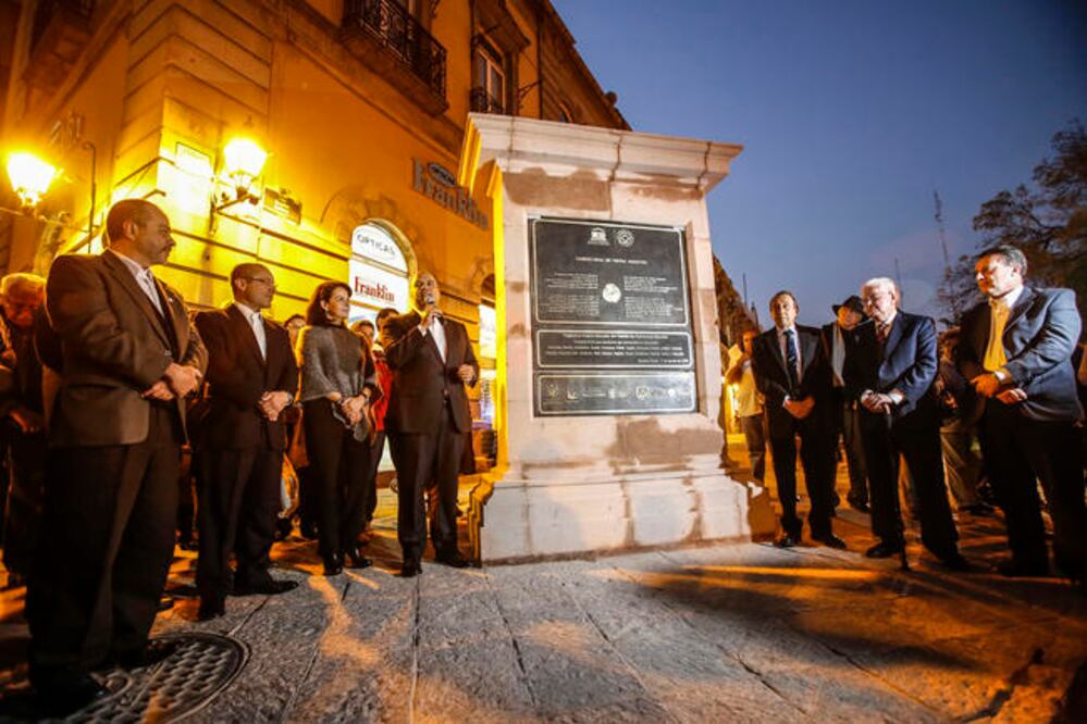 Develación de la Placa del Camino Real de Tierra Adentro. Este camino fue nombrado Patrimonio Mundial por la Unesco en 2010. (OBTURE PRESS)