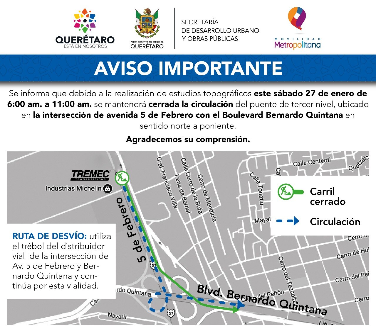 Habrá más cierres viales en la capital