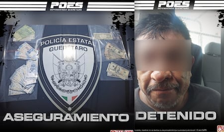 Lo agarran con billetes falsos en Querétaro; traía hasta dólares