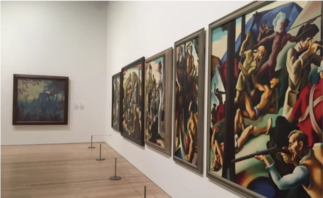 Obras de Aaron Douglas y Thomas Hart Benton. Foto: Sonia Sierra/ EL UNIVERSAL