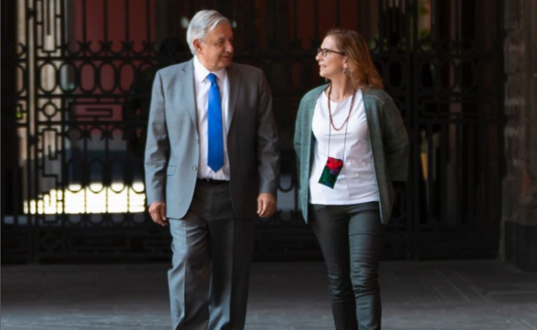 Con sus "tenis viejos", Beatriz Gutiérrez Müller promueve consulta de revocación de mandato de AMLO