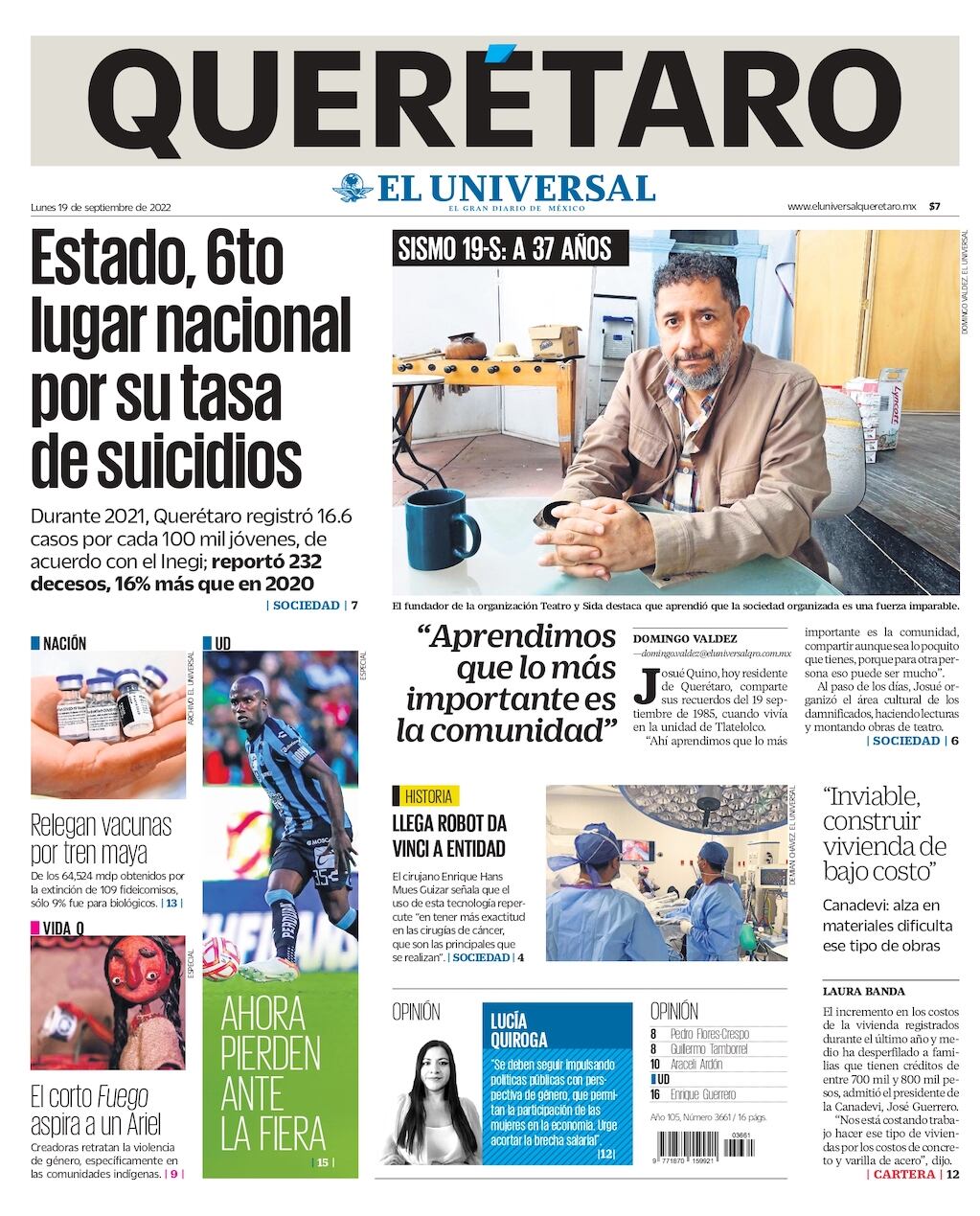 Portada 19 de septiembre de 2022