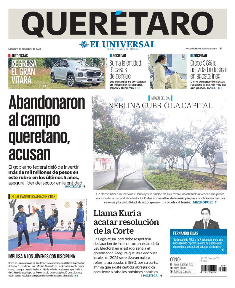Portada 9 de diciembre de 2023
