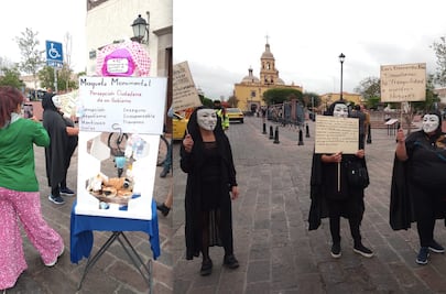 Mujeres protestan durante el aniversario de Santiago de Querétaro