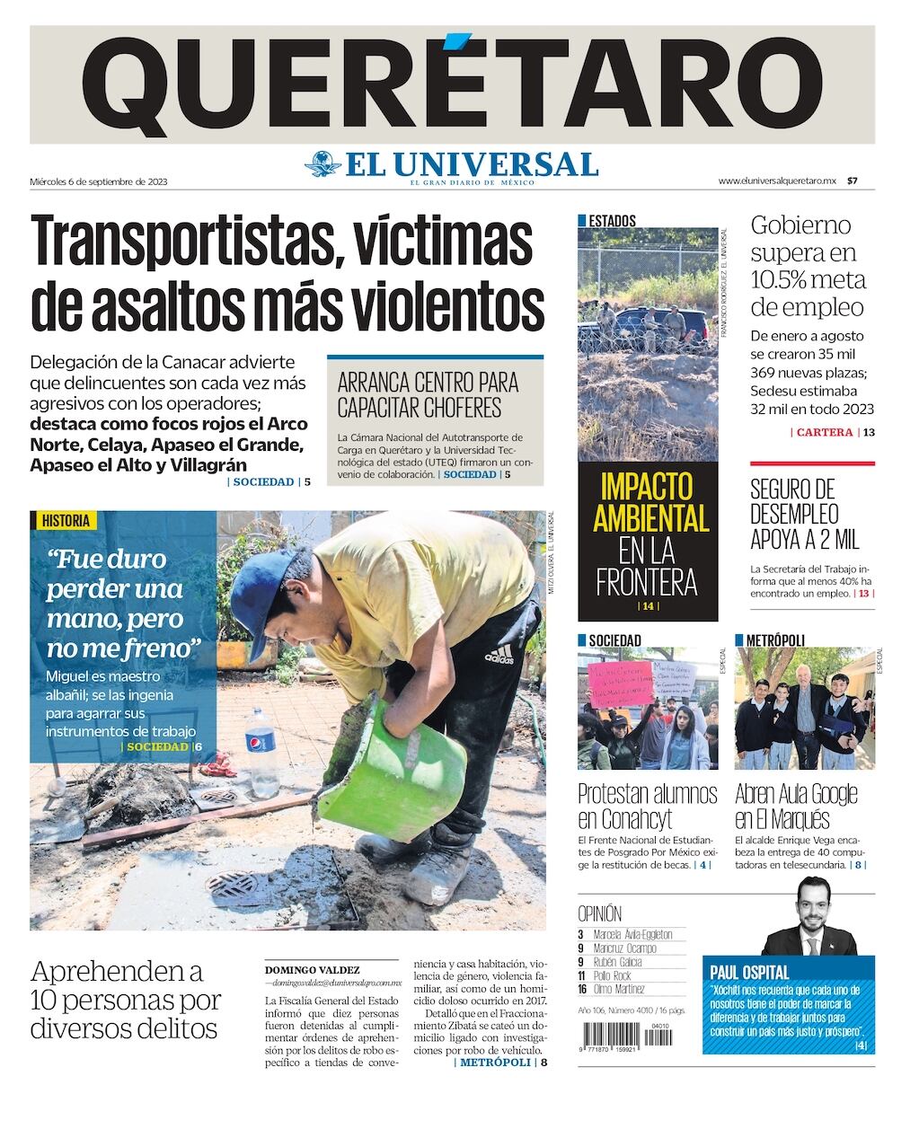 Portada 06 de septiembre de 2023