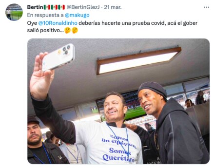 Tras su visita a Querétaro, piden a Ronaldinho hacerse una prueba de Covid
