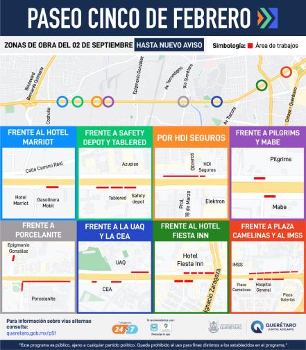Hasta nuevo aviso, estarán cerrados 8 puntos de avenida 5 de Febrero