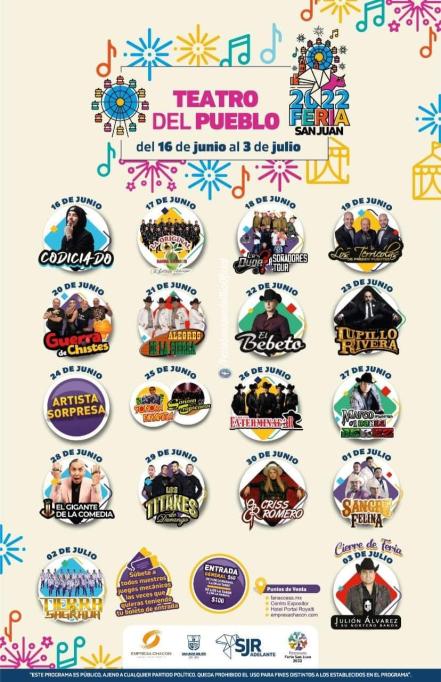 Mira la cartelera y horarios para la Feria de San Juan del Río 2022 