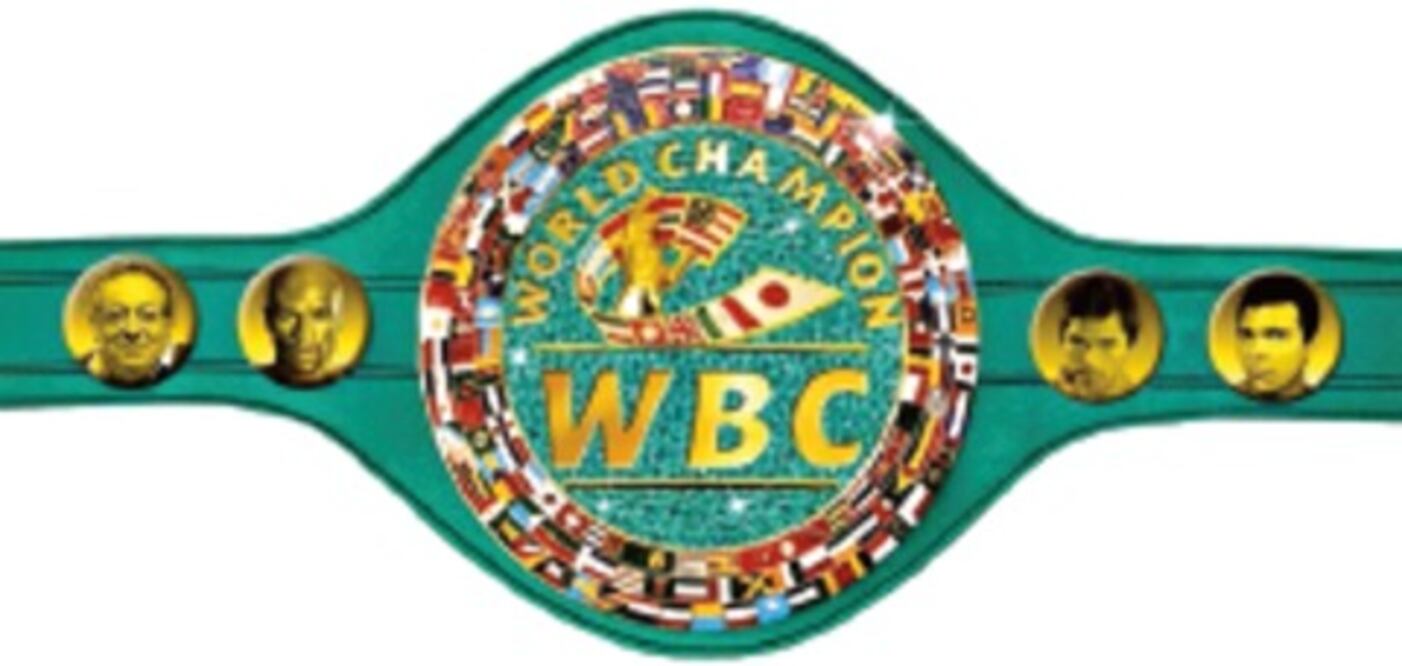 De esmeralda, el cinturón de la Floyd-Pacquiao