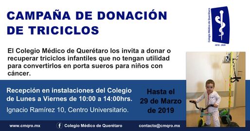 Buscan donación de triciclos para hospitales