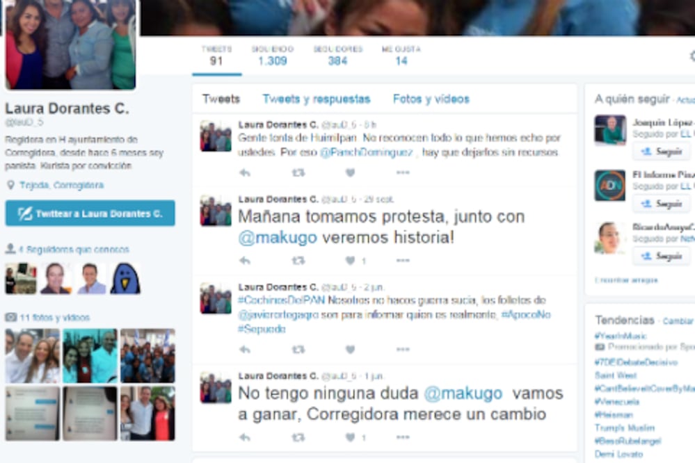 Denuncia regidora cuenta falsa de Twitter