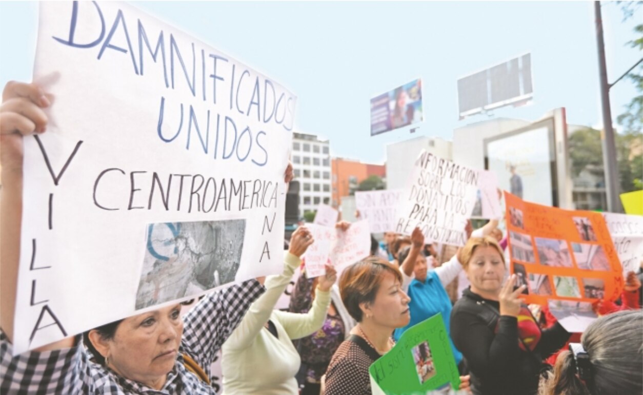 Damnificados por el sismo del 19-S protestan en Tlalpan