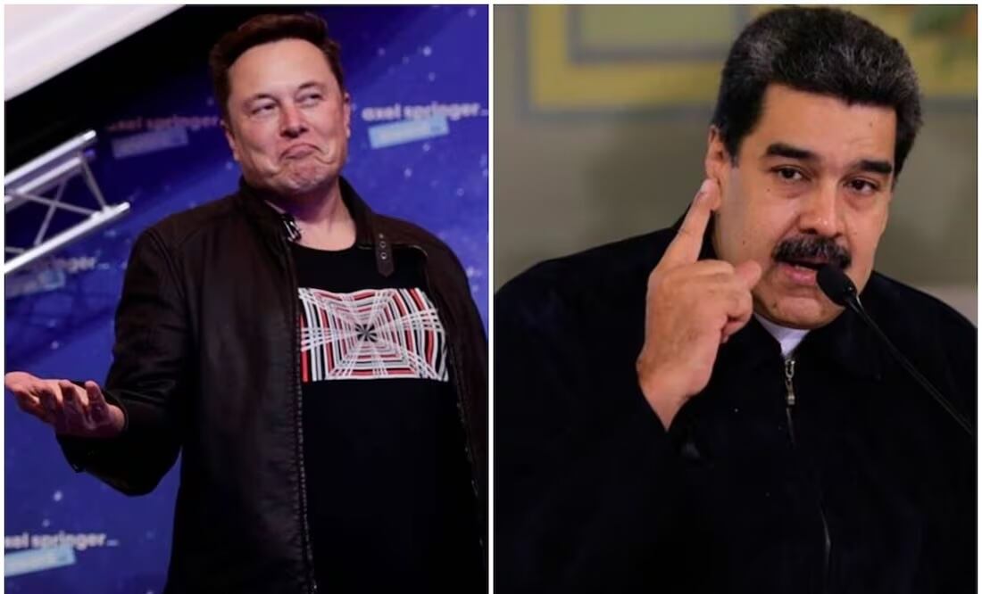 El fundador de SpaceX y dueño de X, Elon Musk, y el presidente de Venezuela, Nicolás Maduro. Foto: Archivo