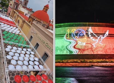Con luces, guirnaldas y un túnel de sombrillas, así se pinta de los colores patrios la ciudad de Querétaro