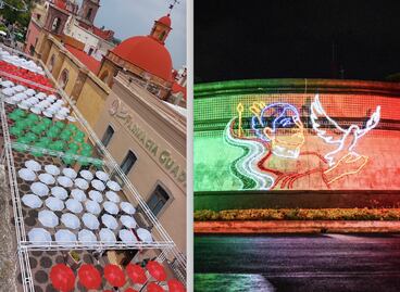 Con luces, guirnaldas y un túnel de sombrillas, así se pinta de los colores patrios la ciudad de Querétaro