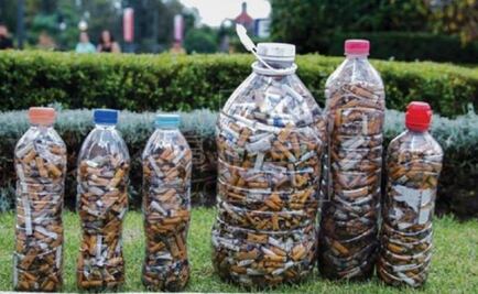 Universitarios queretanos crean bancas con colillas de cigarro