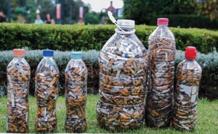 Universitarios queretanos crean bancas con colillas de cigarro