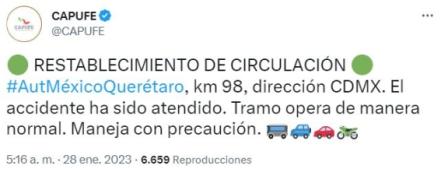 Después de más de 12 horas cerrada, reabren la México-Querétaro