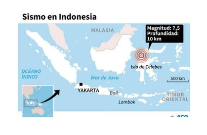 Tsunami azota dos ciudades de Indonesia tras sismo de 7.5 grados