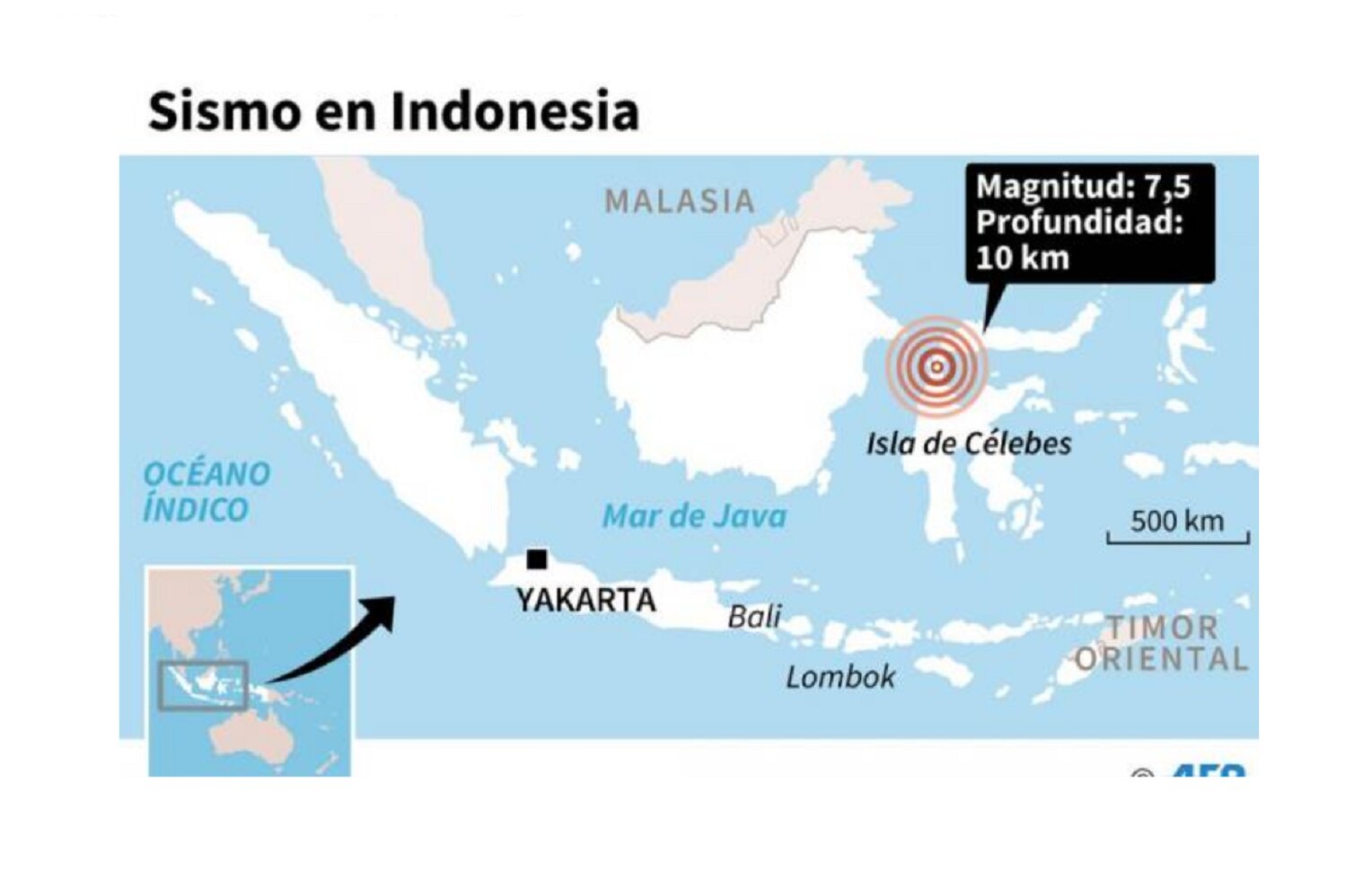 Tsunami azota dos ciudades de Indonesia tras sismo de 7.5 grados